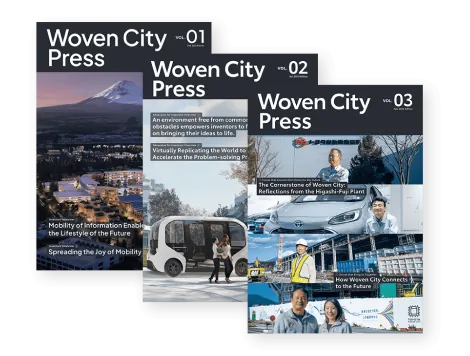 Covers of Woven City Press volume 1, 2, and 3
