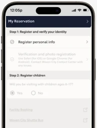 The Woven City ID visitor onboarding screen on a smart phone